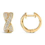 Bids.com 14K Yellow Gold 1/3 Cttw Diamond Criss Cross Huggie Hoop Earrings (G-H Color, SI2-I1 Clarity) Earrings White Smoke Yellow.Gold / 0.35