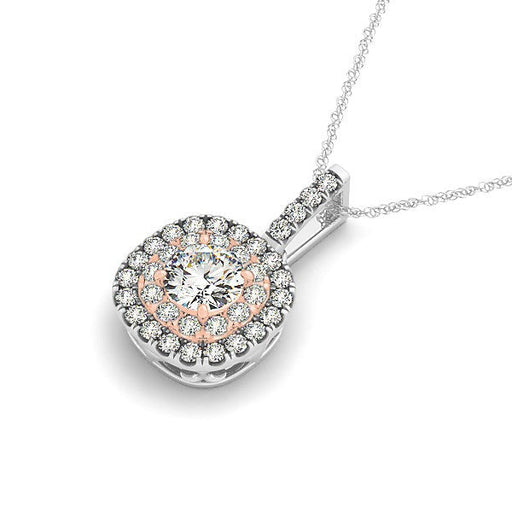 Bids.com 14k White And Rose Gold Cushion Shape Halo Diamond Pendant (1/2 cttw) Necklaces White Smoke 18 / White & Rose Gold