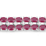 Bids.com 20.03 Carat Glass Filled Ruby and White Topaz .925 Sterling Silver Bracelet Bracelets Maroon size 7.50,size 7.75