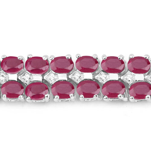 Bids.com 20.03 Carat Glass Filled Ruby and White Topaz .925 Sterling Silver Bracelet Bracelets Maroon size 7.50,size 7.75