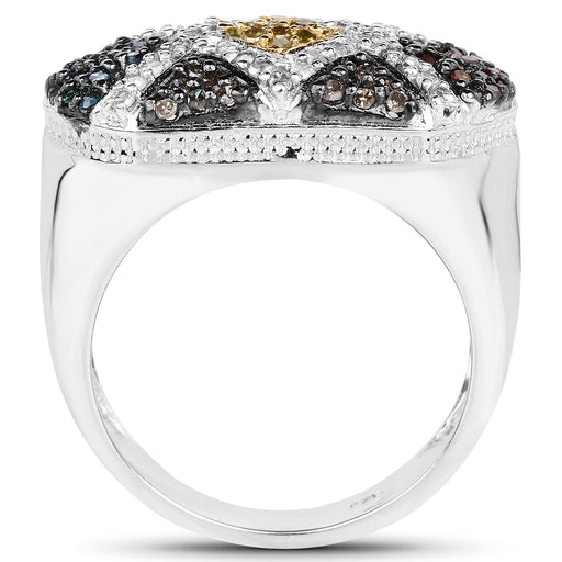 Bids.com 0.61 Carat Genuine Multi Diamond .925 Sterling Silver Ring Rings White Smoke size 6.00,size 7.00,size 8.00