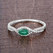 Bids.com 0.32 Carat Genuine Zambian Emerald and White Diamond 14K White Gold Ring Rings Dim Gray size 5.00,size 6.00,size 7.00,size 8.00,size 9.00