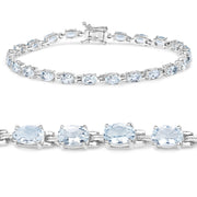 Bids.com 8.80 Carat Genuine Aquamarine .925 Sterling Silver Bracelet Bracelets White Smoke size 7.50,size 7.75,size 6.00,size 6.25,size 7.00,size 6.75,size 7.25,size 8.00