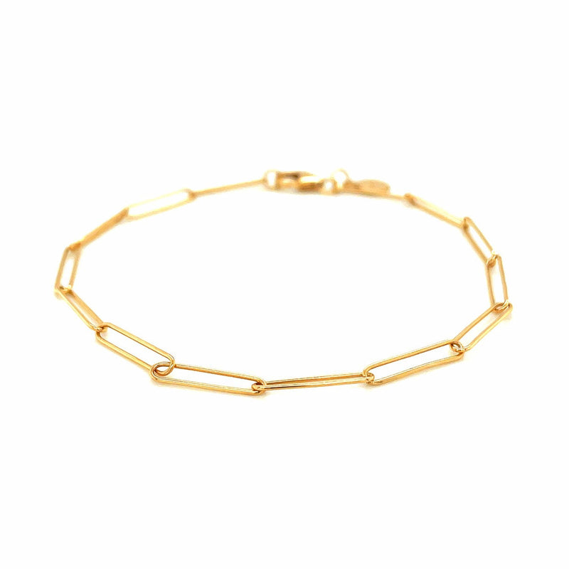 Bids.com 14k Yellow Gold Wire Paperclip Bracelet (2.7mm) Bracelets White Smoke 7 / Yellow Gold
