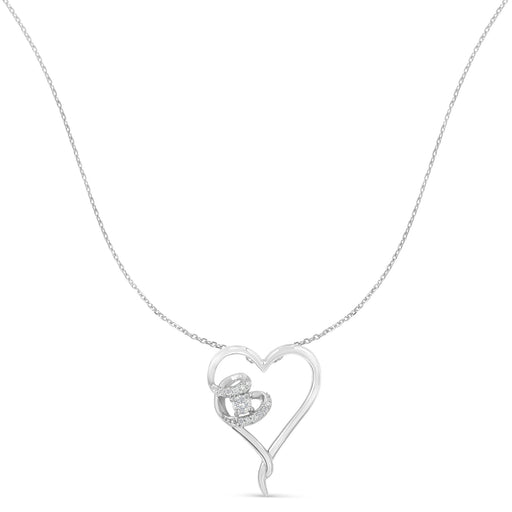 Bids.com .925 Sterling Silver 1/10 cttw Diamond Heart Pendant Necklace (H-I, I1-I2) Necklaces White Smoke White.Sterling Silver / 18