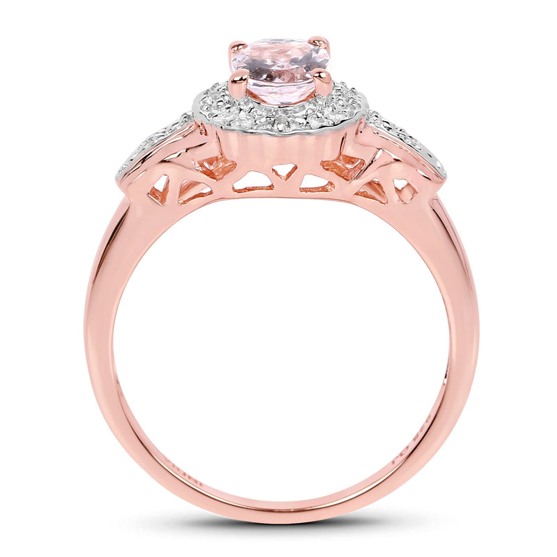 Bids.com 14K Rose Gold Plated 0.73 Carat Genuine Morganite & White Topaz .925 Sterling Silver Ring Rings White Smoke size 6.00,size 7.00,size 9.00,size 8.00,size 10.00,size 5.00