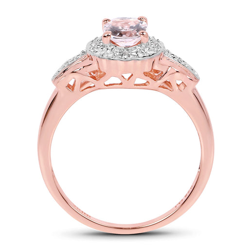 Bids.com 14K Rose Gold Plated 0.73 Carat Genuine Morganite & White Topaz .925 Sterling Silver Ring Rings White Smoke size 6.00,size 7.00,size 9.00,size 8.00,size 10.00,size 5.00