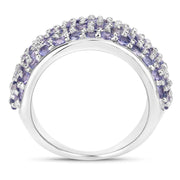 Bids.com 4.22 Carat Genuine Tanzanite .925 Sterling Silver Ring Rings White Smoke size 6.00,size 7.00,size 8.00,size 9.00,size 5.00