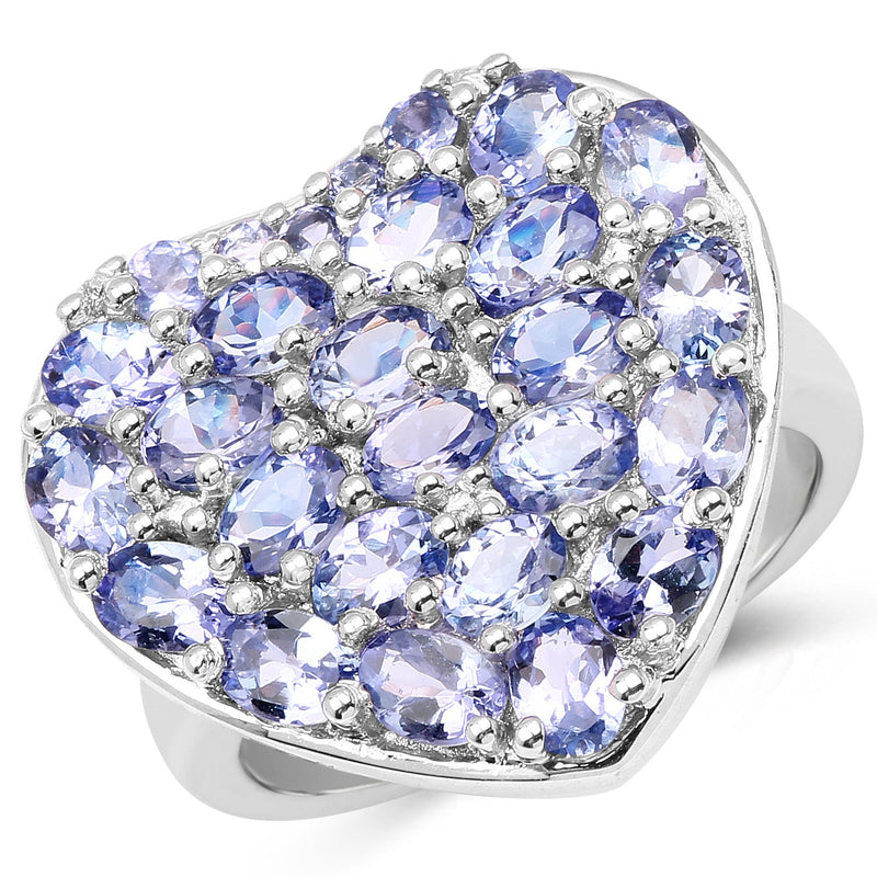 Bids.com 3.96 Carat Genuine Tanzanite .925 Sterling Silver Ring Rings White Smoke size 6.00,size 9.00,size 7.00,size 8.00,size 5.00,size 10.00