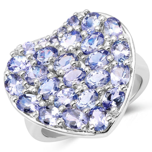 Bids.com 3.96 Carat Genuine Tanzanite .925 Sterling Silver Ring Rings White Smoke size 6.00,size 9.00,size 7.00,size 8.00,size 5.00,size 10.00