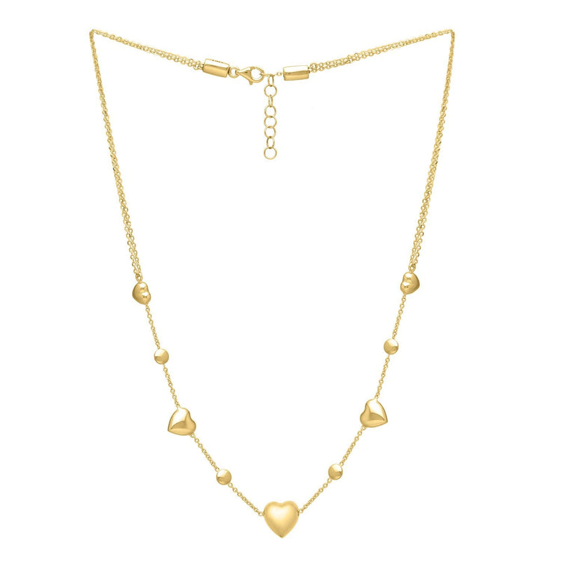 Bids.com 14k Yellow Gold Puff Heart Adjustable Necklace Necklaces White Smoke 24 / Yellow Gold