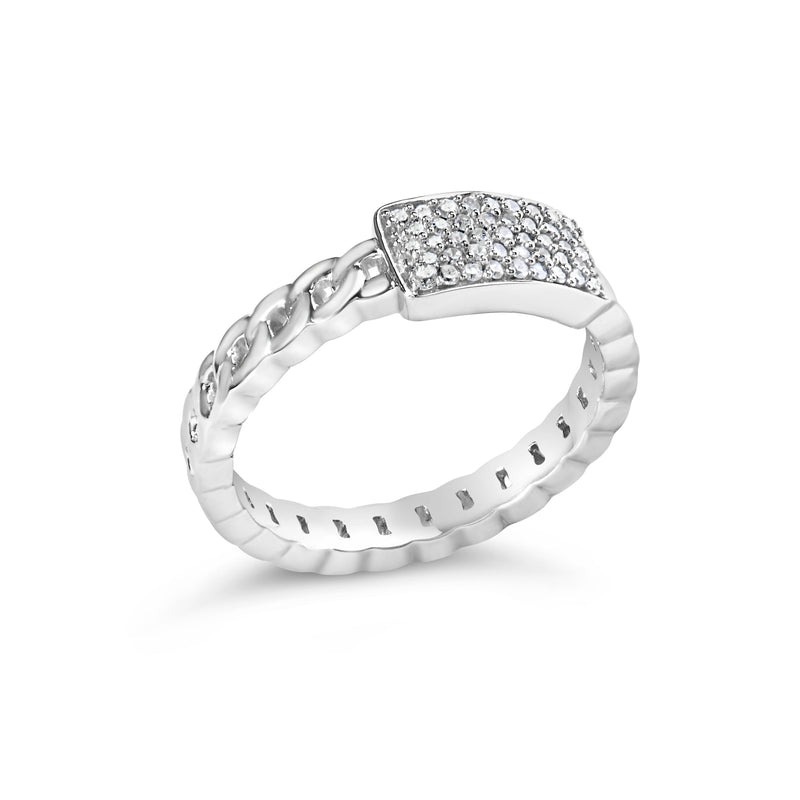 Bids.com .925 Sterling Silver 1/5 Cttw Diamond ID and Cuban Link Band Ring (I-J Color, I2-I3 Clarity) - Ring Size 6 Rings White Smoke 6 / White.Sterling Silver,7 / White.Sterling Silver,8 / White.Sterling Silver