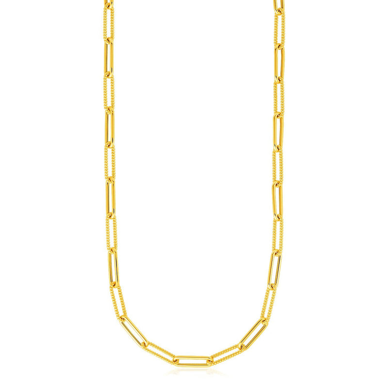 Bids.com 14k Yellow Gold Textured Paperclip Chain (3.5mm) Necklaces White Smoke 16 / Yellow Gold,18 / Yellow Gold,20 / Yellow Gold
