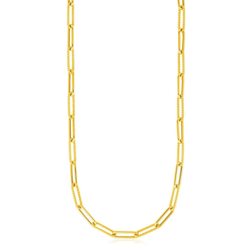 Bids.com 14k Yellow Gold Textured Paperclip Chain (3.5mm) Necklaces White Smoke 16 / Yellow Gold,18 / Yellow Gold,20 / Yellow Gold