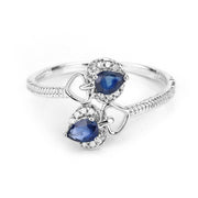Bids.com 0.34 Carat Genuine Blue Sapphire and White Diamond 14K White Gold Ring Rings White Smoke size 5.00,size 6.00,size 7.00,size 8.00,size 9.00