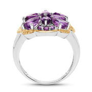 Bids.com Two Tone Plated 2.66 Carat Genuine Amethyst .925 Sterling Silver Ring Rings White Smoke size 8.00,size 6.00,size 7.00,size 9.00