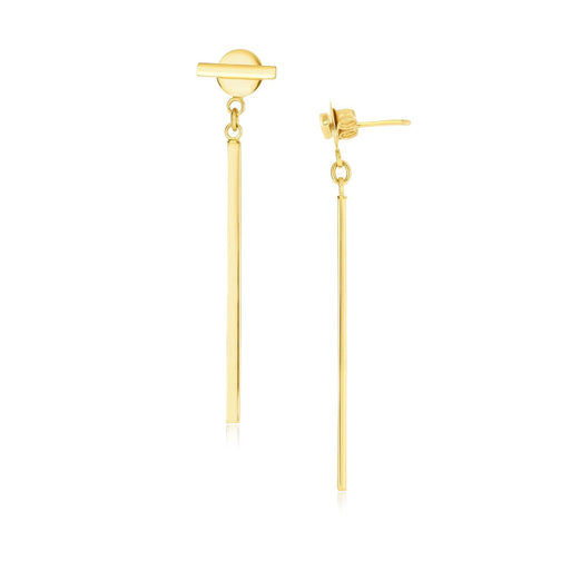 Bids.com 14k Yellow Gold Modern Disc and Bar Drop Earrings Earrings White Smoke Yellow Gold