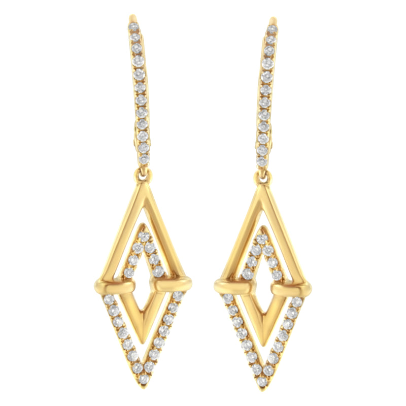 Bids.com 14K Yellow Gold 3/8 Cttw Double Triangle Drop and Dangle Diamond Earrings (G-H Color, SI1-SI2 Clarity) Earrings White Smoke Yellow.Gold / 0.406