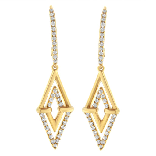 Bids.com 14K Yellow Gold 3/8 Cttw Double Triangle Drop and Dangle Diamond Earrings (G-H Color, SI1-SI2 Clarity) Earrings White Smoke Yellow.Gold / 0.406