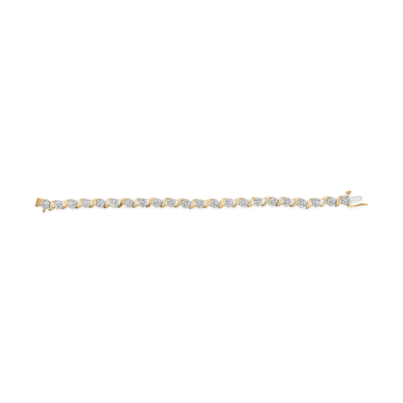 Bids.com 10K Yellow Gold 2.00 Cttw Round Cut Diamond 'S' Cluster Bracelet (J-K Color, I1-I2 Clarity) Bracelets White Smoke Yellow.Gold / 7
