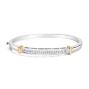 Bids.com 14K Two-Toned Gold Princess Cut Diamond Fashion Bangle (1 cttw, H-I Color, SI1-SI2 Clarity) Bracelets White Smoke YellowWhite.Gold / 7