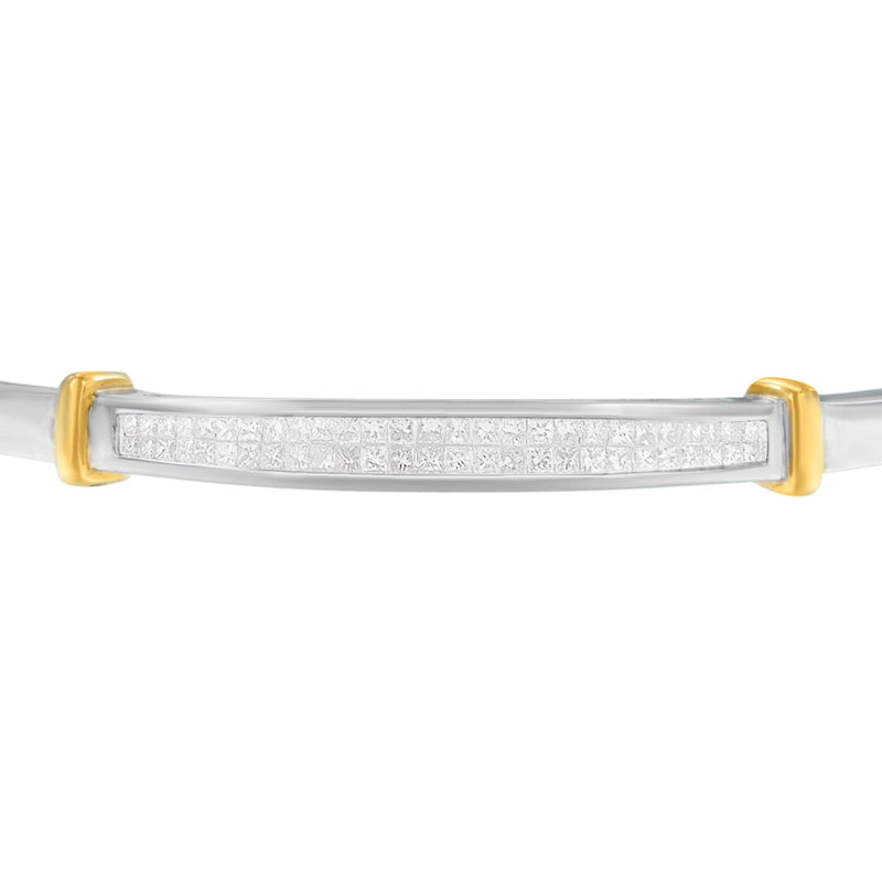 Bids.com 14K Two-Toned Gold Princess Cut Diamond Fashion Bangle (1 cttw, H-I Color, SI1-SI2 Clarity) Bracelets Light Gray YellowWhite.Gold / 7