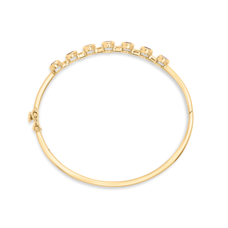 Bids.com 14K Yellow Gold Alternating Bezel Set 5MM Oval Shaped Tanzanite and 1/5 Cttw Diamond Bangle Bracelet (H-I Color, VS2-SI1 Clarity) - Fit's wrists up to 7.25" Inches Bracelets White Smoke Yellow.Gold / 7