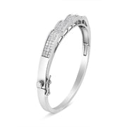 Bids.com 14K White Gold 3 1/3 Cttw Invisible Set Princess-Cut Diamond Wave Bangle Bracelet (H-I Color, SI1-SI2 Clarity) - Size 7" Bracelets White Smoke White.Gold / 7