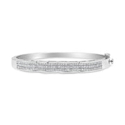 Bids.com 14K White Gold 3 1/3 Cttw Invisible Set Princess-Cut Diamond Wave Bangle Bracelet (H-I Color, SI1-SI2 Clarity) - Size 7" Bracelets Gray White.Gold / 7