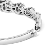 Bids.com 14K White Gold 2 1/2 Cttw Diamond Graduating Floral Cluster Bangle Bracelet (H-I Color, SI1-SI2 Clarity) - Fits Wrists up to 7.25" Bracelets White Smoke White.Gold / 7