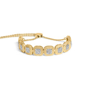 Bids.com 14k Yellow Gold Plated .925 Sterling 5/8 Cttw Diamond Composite Cushion Frame 4â€-10â€ Adjustable Bolo Bracelet (G-H Color, I1-I2 Clarity) Bracelets White Smoke Yellow.Sterling Silver / 7