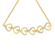 Bids.com 10K Yellow Gold over .925 Sterling Silver Diamond Accented Open Hearts 6â€-9â€ Adjustable Chain Bolo Bracelet Bracelets White Smoke Yellow.Sterling Silver / 7