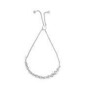 Bids.com .925 Sterling Silver 1/10 Cttw Diamond Heart Link Bolo Bracelet (I-J Color, I2-I3 Clarity) Bracelets White Smoke White.Sterling Silver / 7