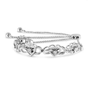 Bids.com .925 Sterling Silver Miracle Set Diamond Accented Infinity Hearts 6â€-9â€ Adjustable Bolo Bracelet (H-I Color, I2-I3 Clarity) Bracelets White Smoke White.Sterling Silver / 7