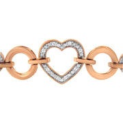 Bids.com 10K Rose Gold over .925 Sterling Silver 1/10 Cttw Round-Cut Diamond Heart Link Adjustable Bolo Bracelet (H-I Color, I2-I3 Clarity) - 6"-9" Adjustable Bracelets White Smoke Rose.Sterling Silver / 7