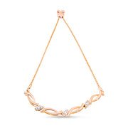 Bids.com 14K Rose Gold Plated .925 Sterling Silver 1/10 Cttw Diamond Alternating Swirl link Bolo Bracelet (I-J Color, I2-I3 Clarity) - 6" to 9" Adjustable Bracelets White Smoke Rose.Sterling Silver / 7,White.Sterling Silver / 7