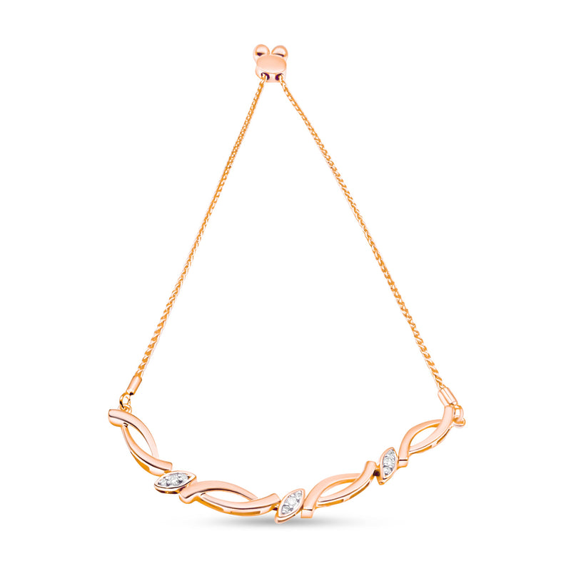 Bids.com 14K Rose Gold Plated .925 Sterling Silver 1/10 Cttw Diamond Alternating Swirl link Bolo Bracelet (I-J Color, I2-I3 Clarity) - 6" to 9" Adjustable Bracelets White Smoke Rose.Sterling Silver / 7,White.Sterling Silver / 7