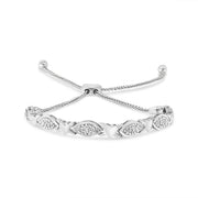Bids.com 14K Yellow Gold Plated .925 Sterling Silver Diamond Accent Alternating Marquise Shape and Heart Links Bolo Bracelet (I-J Color, I3 Clarity) - Adjustable 6" to 9" Bracelets White Smoke White.Sterling Silver / 7