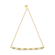 Bids.com 14K Yellow Gold Plated .925 Sterling Silver Diamond Accent Alternating Marquise Shape and Heart Links Bolo Bracelet (I-J Color, I3 Clarity) - Adjustable 6" to 9" Bracelets White Smoke White.Sterling Silver / 7