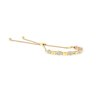 Bids.com 14K Yellow Gold Plated .925 Sterling Silver Diamond Accent Alternating Marquise Shape and Heart Links Bolo Bracelet (I-J Color, I3 Clarity) - Adjustable 6" to 9" Bracelets White Smoke White.Sterling Silver / 7