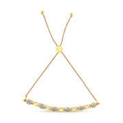Bids.com 14K Yellow Gold Plated .925 Sterling Silver Diamond Accent Alternating Marquise Shape and Heart Links Bolo Bracelet (I-J Color, I3 Clarity) - Adjustable 6" to 9" Bracelets White Smoke White.Sterling Silver / 7