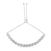 Bids.com .925 Sterling Silver 1/10 Cttw Round Diamond Bolo Bracelet (I-J Color, I3 Clarity) Bracelets White Smoke White.Sterling Silver / 7.75