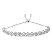 Bids.com .925 Sterling Silver 1/4 cttw Round-cut Diamond Bolo Bracelet (I-J Color, I3 Clarity) Bracelets White Smoke White.Sterling Silver / 7