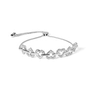 Bids.com .925 Sterling Silver 1/2 Cttw Diamond Alternating Heart Link Adjustable Bolo Bracelet (I-J Color, I3 Clarity) - 4" to 10" Inches Bracelets White Smoke White.Sterling Silver / 7