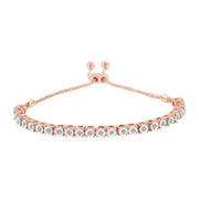 Bids.com 10K Yellow Gold over .925 Sterling Silver 1/4 Cttw Miracle-Set Diamond 4â€-10â€ Adjustable Bolo Tennis Bracelet (I-J Color, I3 Clarity) Bracelets White Smoke Rose.Sterling Silver / 0.25