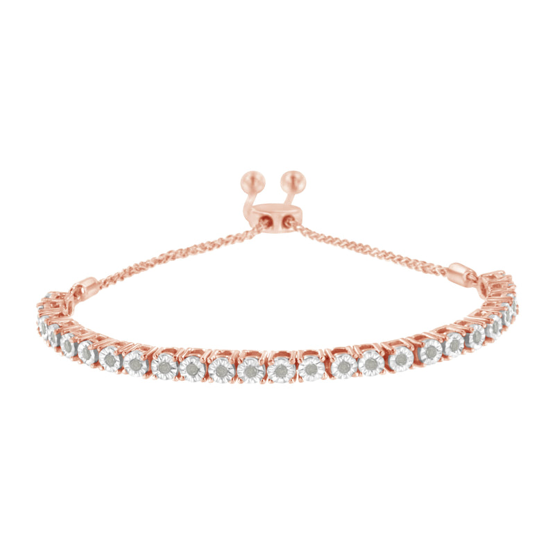 Bids.com 10K Yellow Gold over .925 Sterling Silver 1/4 Cttw Miracle-Set Diamond 4â€-10â€ Adjustable Bolo Tennis Bracelet (I-J Color, I3 Clarity) Bracelets White Smoke Rose.Sterling Silver / 0.25