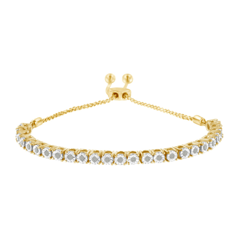 Bids.com 10K Yellow Gold over .925 Sterling Silver 1/4 Cttw Miracle-Set Diamond 4â€-10â€ Adjustable Bolo Tennis Bracelet (I-J Color, I3 Clarity) Bracelets White Smoke White.Sterling Silver / 7,Rose.Sterling Silver / 0.25,Yellow.Sterling Silver / 0.25