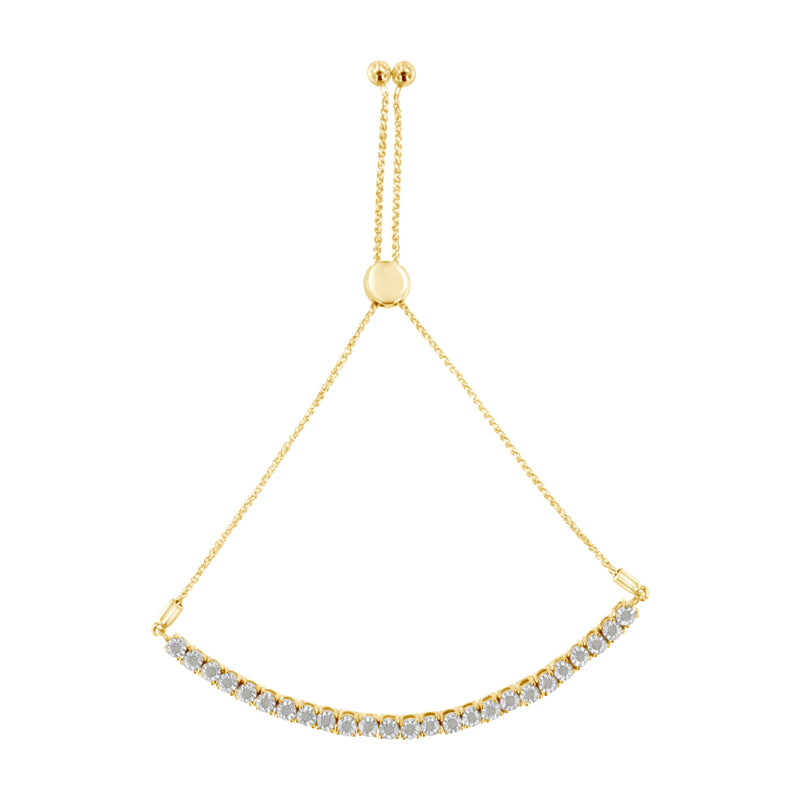 Bids.com 10K Yellow Gold over .925 Sterling Silver 1/4 Cttw Miracle-Set Diamond 4â€-10â€ Adjustable Bolo Tennis Bracelet (I-J Color, I3 Clarity) Bracelets White Smoke White.Sterling Silver / 7,Rose.Sterling Silver / 0.25,Yellow.Sterling Silver / 0.25
