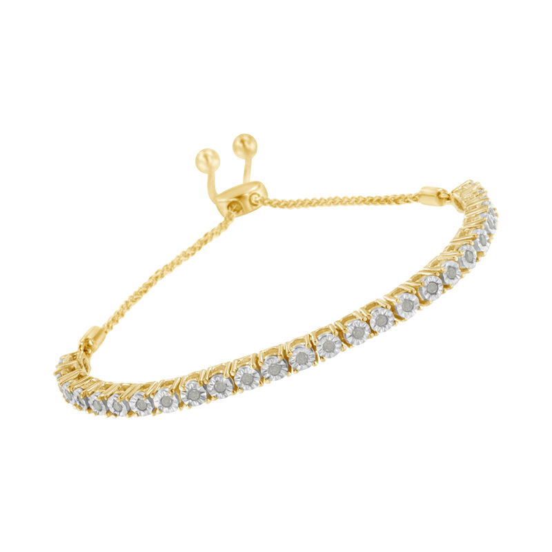 Bids.com 10K Yellow Gold over .925 Sterling Silver 1/4 Cttw Miracle-Set Diamond 4â€-10â€ Adjustable Bolo Tennis Bracelet (I-J Color, I3 Clarity) Bracelets White Smoke White.Sterling Silver / 7,Rose.Sterling Silver / 0.25,Yellow.Sterling Silver / 0.25