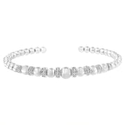 Bids.com .925 Sterling Silver 1/4 Cttw Diamond Rondelle Graduated Ball Bead Cuff Bangle Bracelet (I-J color, I2-I3 clarity) - Fits wrists up to 7 1/2 inches Bracelets White Smoke White.Sterling Silver / 7